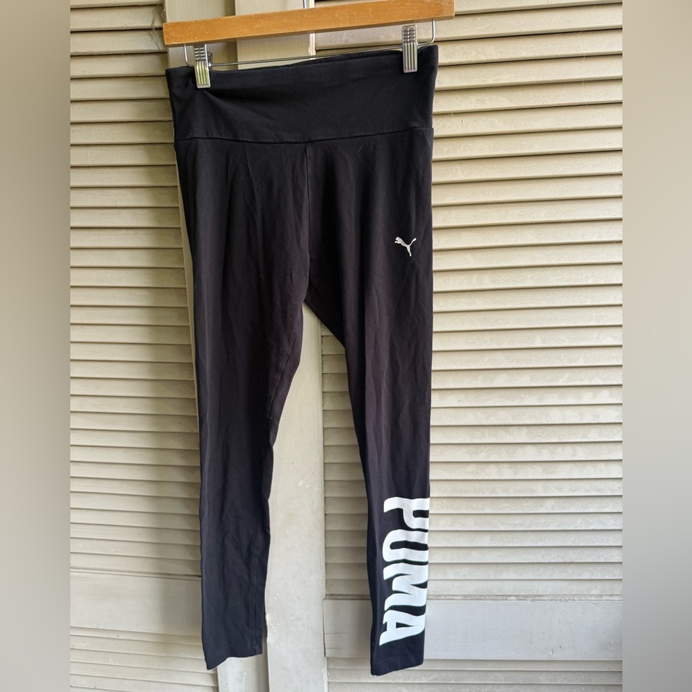 Puma Black and White Logo Leggings